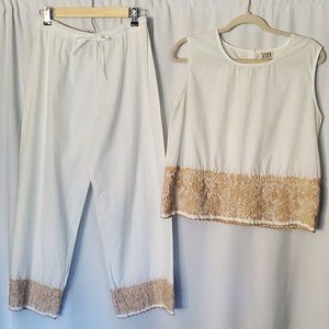 Sister Mary White Set with Tan Embroidery